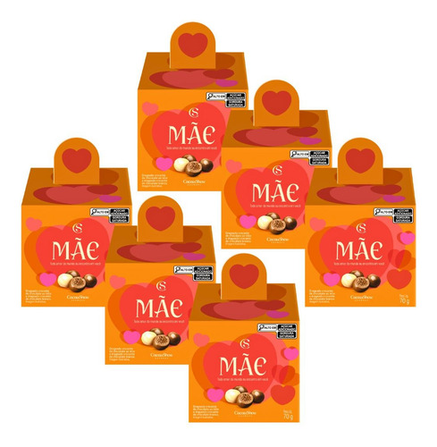 Kit 6 Bombons Minicubo Mezzo Amor Cacau Show Mães Empresa
