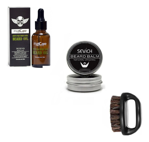 Kit: Aceite Para Barba Y Bálsamo Para Barba Y Cepillo