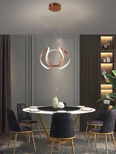 Pendente Led Lustre Moderno Design Onda 50w Luz 3 Em 1 Cor Rose gold 127/220V
