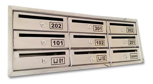 Caixa De Correio Inox Condomínio C/abertura Frontal 9 Aptos