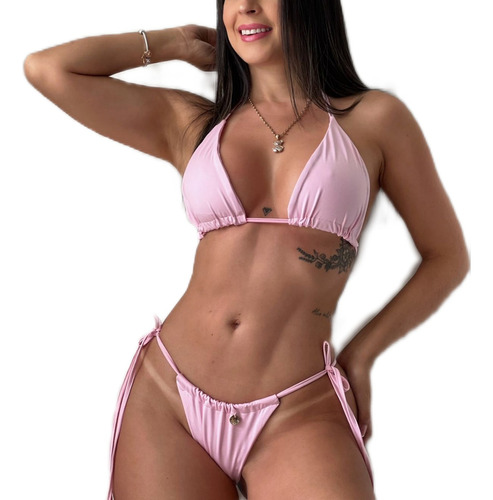 Imagen 1 de 2 de Vestido De Baño Bikini Bronceo Tanga Brasilera Ajustable