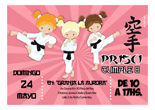 Super Kit Personalizado Imprimible Karate Nena Mod.1 Niña