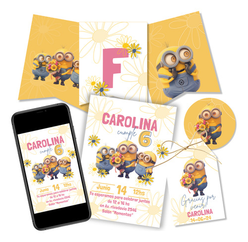 Kit Imprimible Personalizado Minions Cumpleaños!