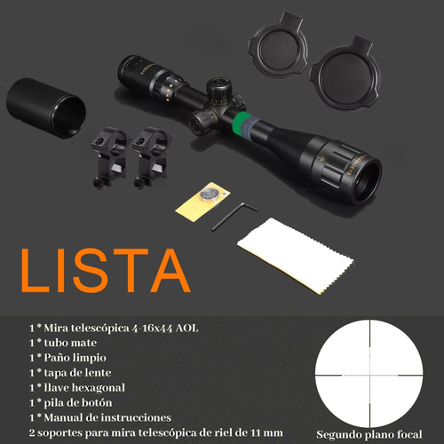 Mira Telescópica 4-16x44aoir Ajust Rojo Verde Anillos 11mm