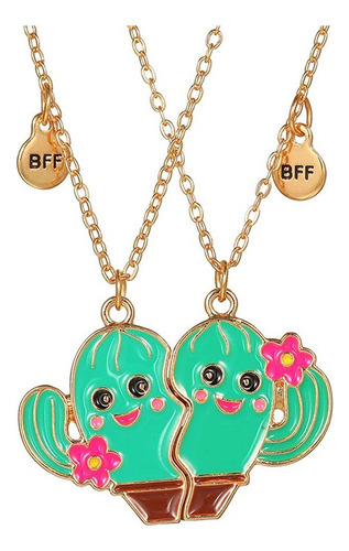 V Set 2 Collares Magnéticos De Cactus Mejores Amigos Bff