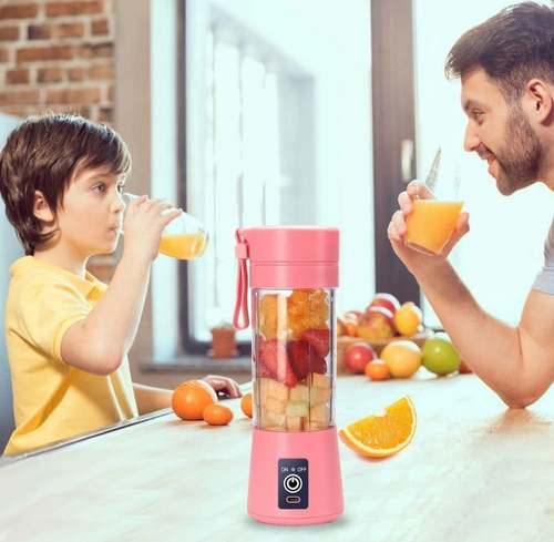 Mini Licuadora Portátil Recargable Usb Vaso Jugos Licuados Rosa