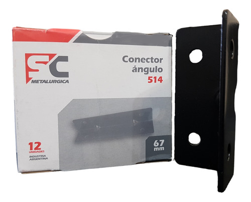 Caja X 12 Conectores Angulo Negro 67 X 30 X 30mm Modelo 514
