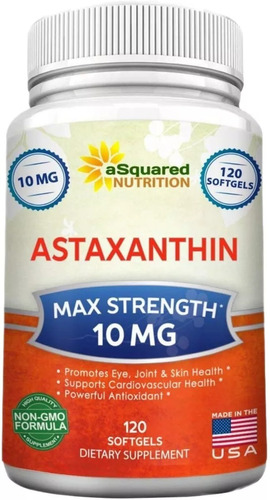 Astaxantina 10mg - 120 Capsulas Blandas - Maxima Potencia