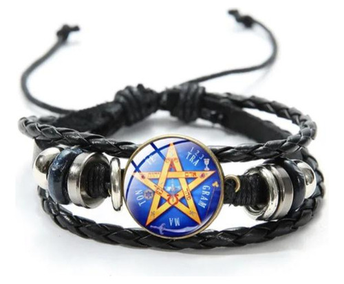 Pulsera Cuero Tetragramaton Ajustable Protección 