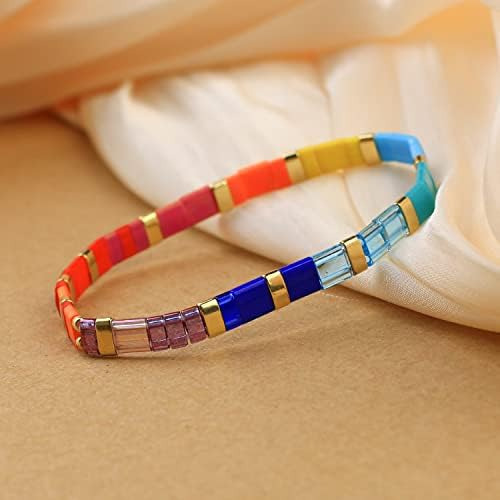 T Kelitch Arco Iris Miyuki Pulseras Elásticas Con Cuentas