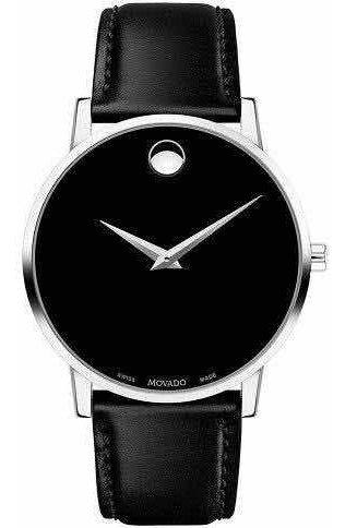 Relógio Movado Masculino Couro Preto - 0607269 Luxuoso Chic