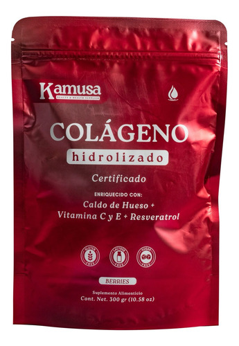 Kamusa Colageno Hidrol Con C/ De Hueso Vit E Y C Resveratrol Berry
