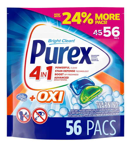 Purex Paquete De Detergente Para Ropa 4 En 1 + Oxi Fresh Mo.