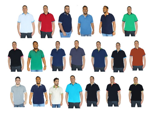 Imagem 3 de 6 de Kit Polo 3 Un Plus Size Tamanho Grande Extra G2g3 G4g5 G6 G7