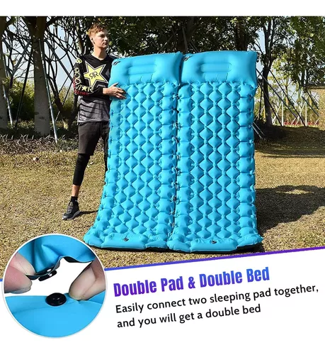 Colchoneta para dormir para camping, 77 x 27 pulgadas, ultraligera,  autoinflable, con almohada con bomba de pie integrada, almohadilla de  campamento