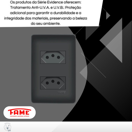 Conjunto 2 Tomadas 20 Amperes Tripolar 4x2 Preto Fosco Fame