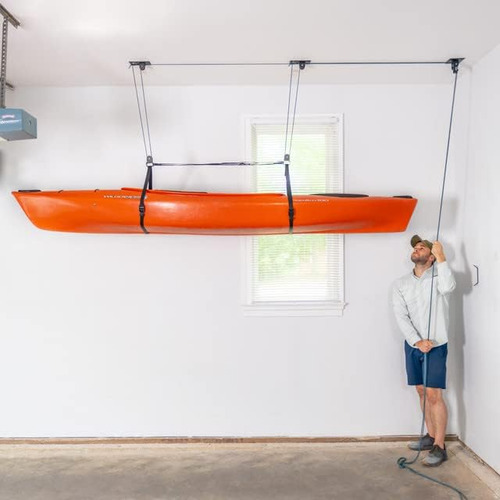 Sistema De Polea Para Kayak Y Canoas Hasta 68 Kg Negro/verde Azulado