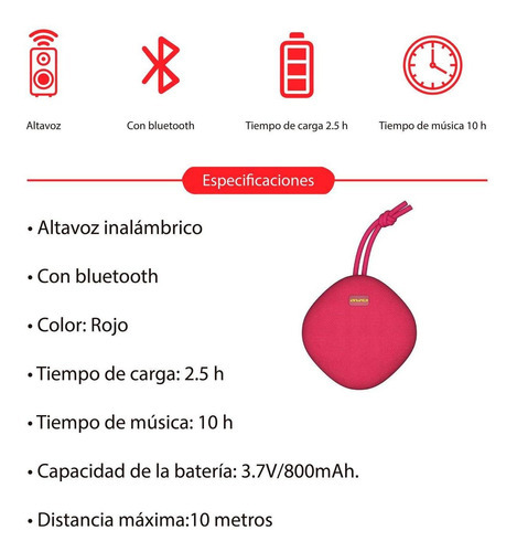 Altavoz Bluetooth Awei Y336 Inalámbrico Pequeño Portátil Color Rojo