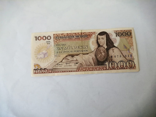 Billete De Un Mil Pesos Año 1985.