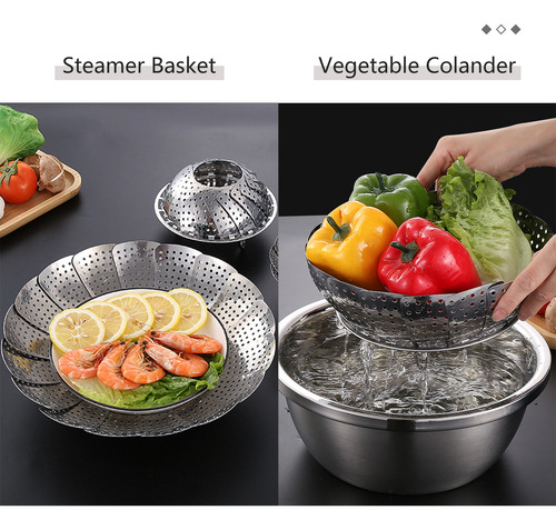 Cesta De Vapor Plegable De Acero Inoxidable Ajustable Para