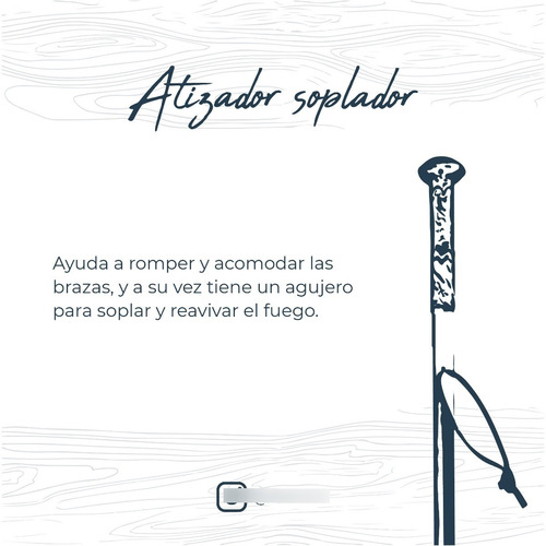 Imagen 6 de 8 de Atizador Parrillero De Hierro Con Cabo De Alpaca Galloneado