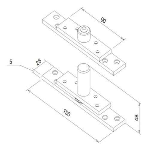 Dobradiça Pino Pivotante Aço Inox Portas 350 Kg Pado