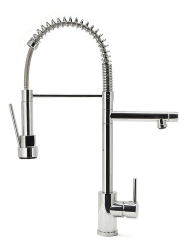 Imagen 7 de 10 de Grifería Flexible Para Cocina Monocomando Acero Inoxidable
