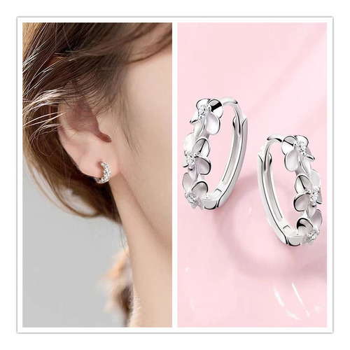 2 Pares Aretes Mujer Arracada De Aro Plata S925 Zirconia