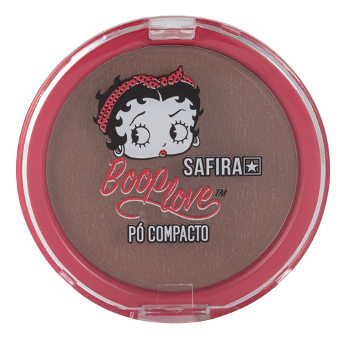 Base de maquiagem em pó Safira Cosméticos Betty Boop Pó Compacto Pó Compacto Nº 01 tom nº 08 - 9g