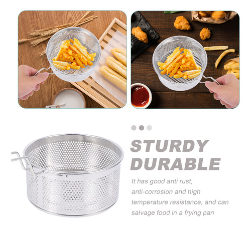 Cesta Para Freír De Acero Inoxidable Con Colador De Malla Fi