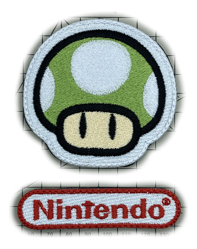 Nintendo + 1up Velcro - Parche Bordado.