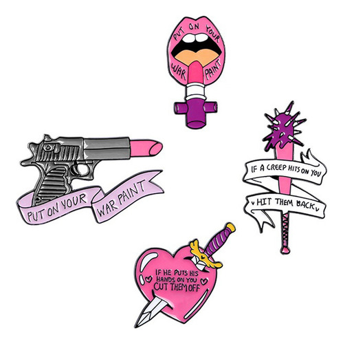 Precioso Broche De Lápiz Labial Feminista Con Dibujos Animad