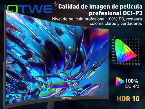 Monitor Gamer Curvo Pc Hdmi 2.0 LED 100 Hz 24 pulgadas FHD 6 W Bocinas Iotwe XSQXK1