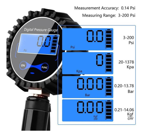 Manômetro Digital Para Encher Pneus De 0 A 200 Psi