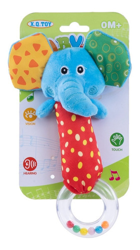 Sonajero Sonaja Para Bebe Peluche Animales Con Aro Color Elefante