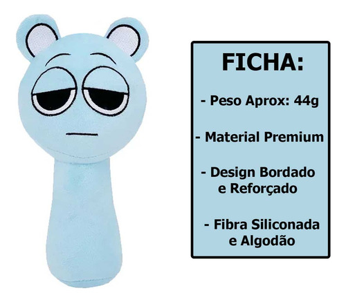 Boneco Pelúcia Sprunki Sky Azul Incredibox Original 20cm