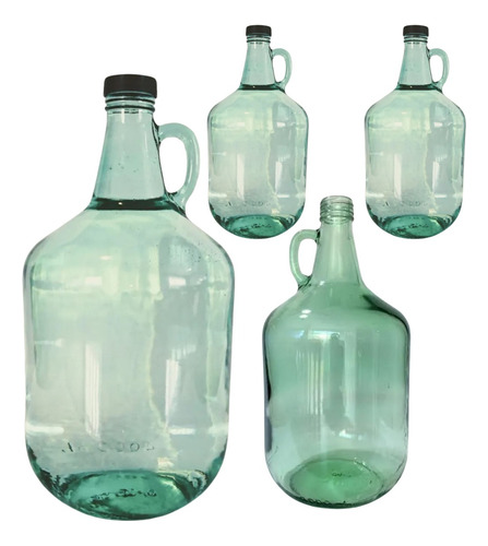 Botellas De 4 Litros De Vidrio Y Tapas (caja Con 6 Piezas) Verde Georgia