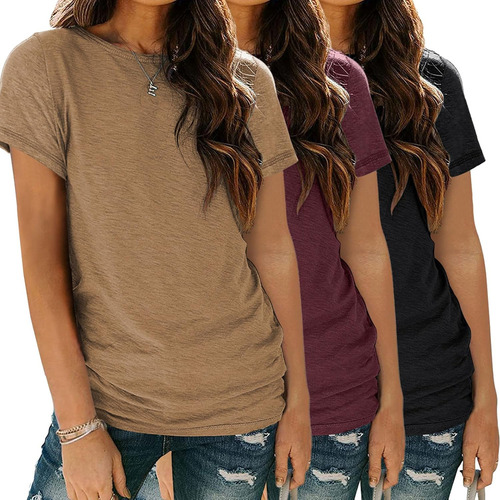 Camiseta 3 Piezas Mujer Camiseta Manga Corta Cuello Redondo
