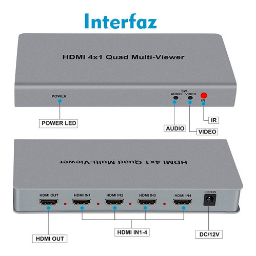 Imagen 4 de 10 de Segmentador De Pantallas 4 X 1 Hdmi Multi-view 1080p