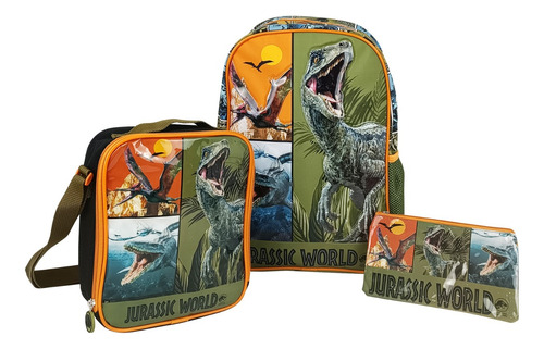 Scool - Set Mochila Oficio Lonchera Y Cartuchera Jurassic