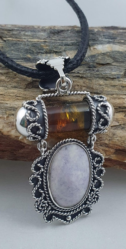 Dije De Jade Natural Y Piedra De Chiapas Montado En Plata