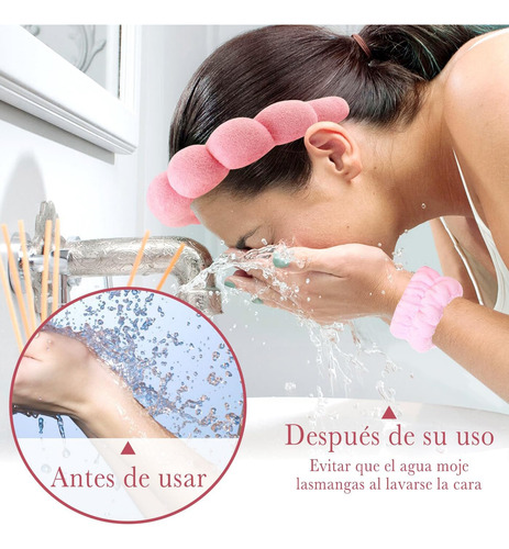 Kit 6pzs Diademas Para Maquillaje Y Muñequeras Skincare Spa