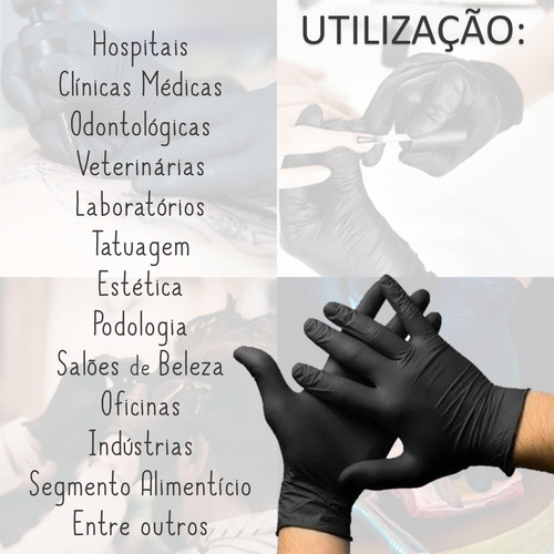 Luvas descartáveis antiderrapantes Talge cor preto tamanho G de nitrilo x 100 unidades