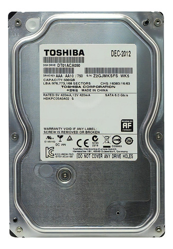 Disco rígido interno Toshiba Sata 3.0 500 Gb 7200 Rpm Disco rígido prateado