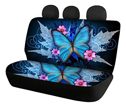 Suobstales Flor Butterfly Car Rear Seat Cover For Stylish, D
