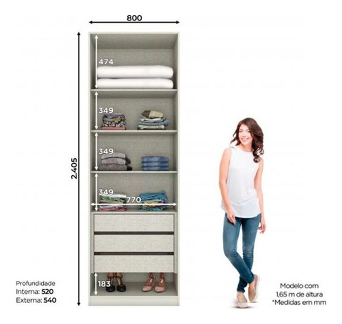 Modulado De Quarto Guarda Roupa Mc04 Seletto C/ 2 Portas C/