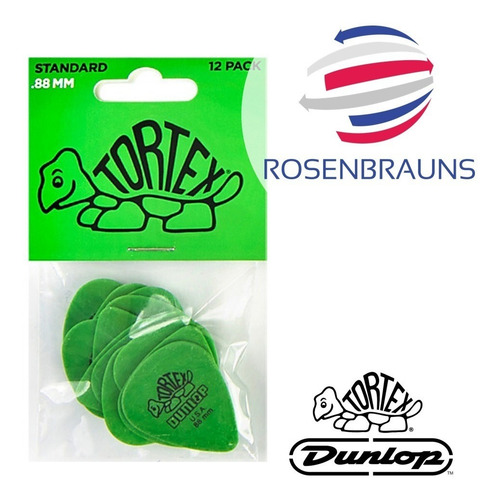 Imagen 2 de 3 de Pack 12 Uñetas Jim Dunlop 0.88 Mm Tortex Std - Genuinas!