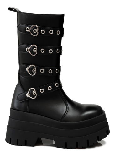 Botas Doble Plataforma Hebillas Corazon Caña Media Cuore