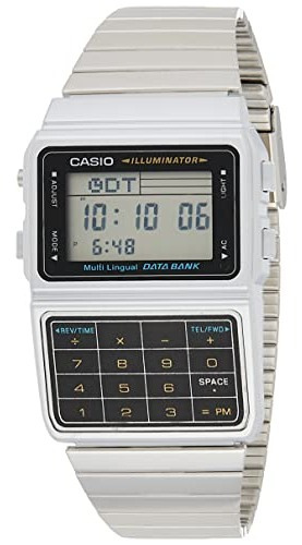 Reloj Casio Plateado Con 25 Memory Calculator Databank Para