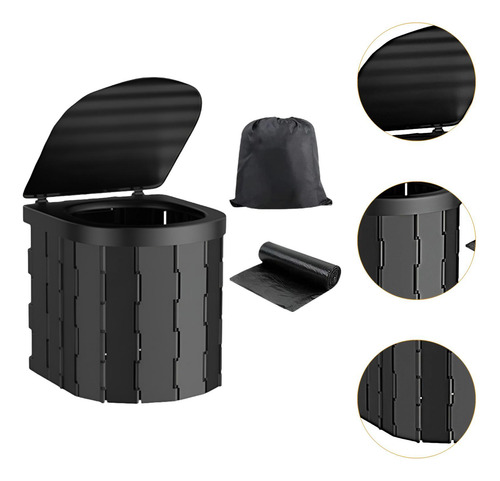 Inodoro Portátil Con Tapa, Inodoro Plegable Para Negro